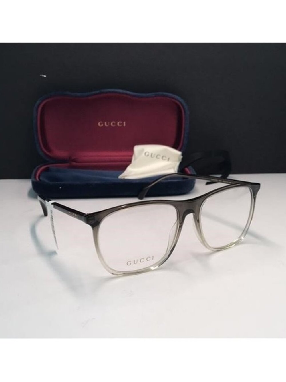 GUCCI EYEGLASSES FRAMES GG0554O 004 55-16-145 GREY / CRYSTAL MADE IN ITALY